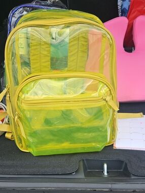 Yellow Clear PVC Backpack — Women Clear